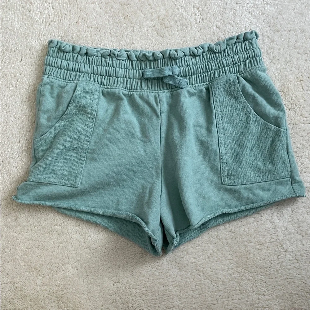 OshKosh B'gosh UEC Girls Sz 10 Green Shorts Cotton elastic waist 2’ inseam